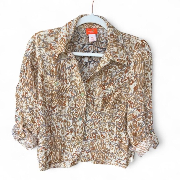 Hearts of Palm Women's Patterned Blouse - Brown and Tan - Picture 2 of 6